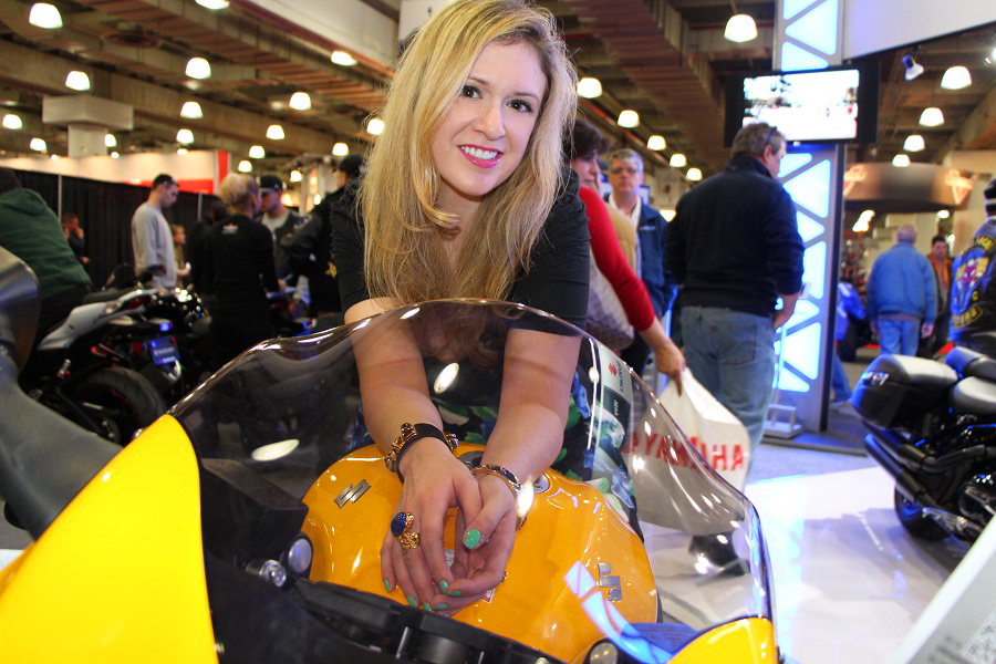 Julie at bike show