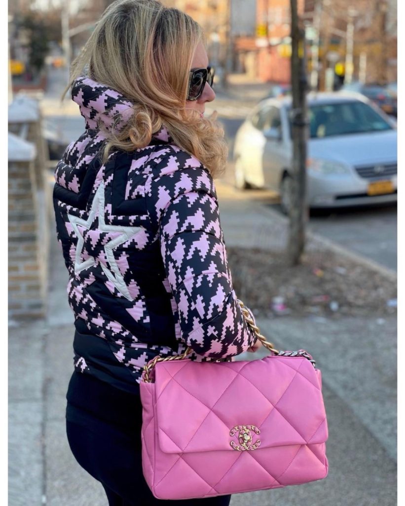 Chanel 19 Flap Bag Quilted Jersey Maxi Pink