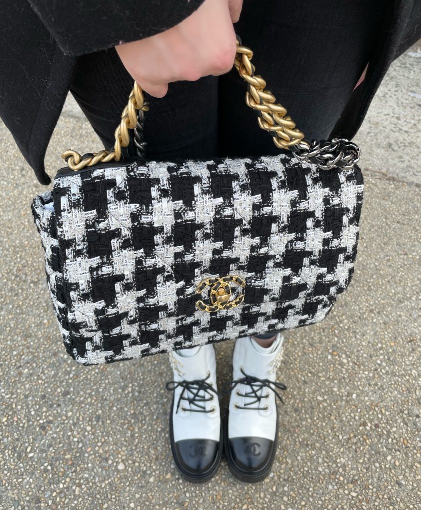 What Goes Around Comes Around Chanel Houndstooth Wool Square Flap